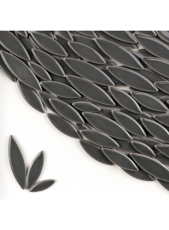 200g DIY Willow Leaf Petal Ceramic Mosaic Handmade Material Color Irregular Shaped Ceramic Chip Patch-Color:Grey  - Image 1