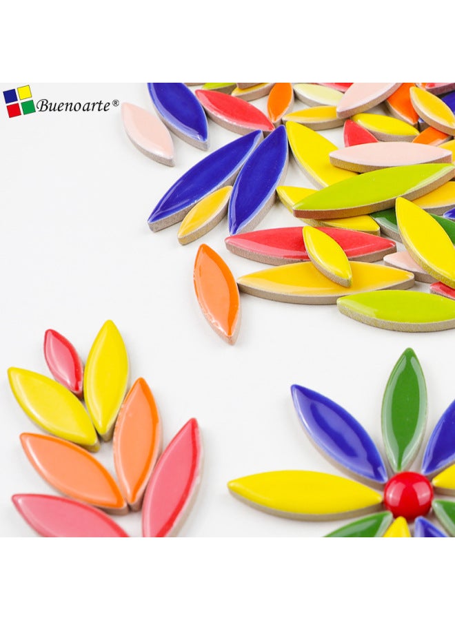 200g DIY Willow Leaf Petal Ceramic Mosaic Handmade Material Color Irregular Shaped Ceramic Chip Patch-Color:Grey  - Image 2