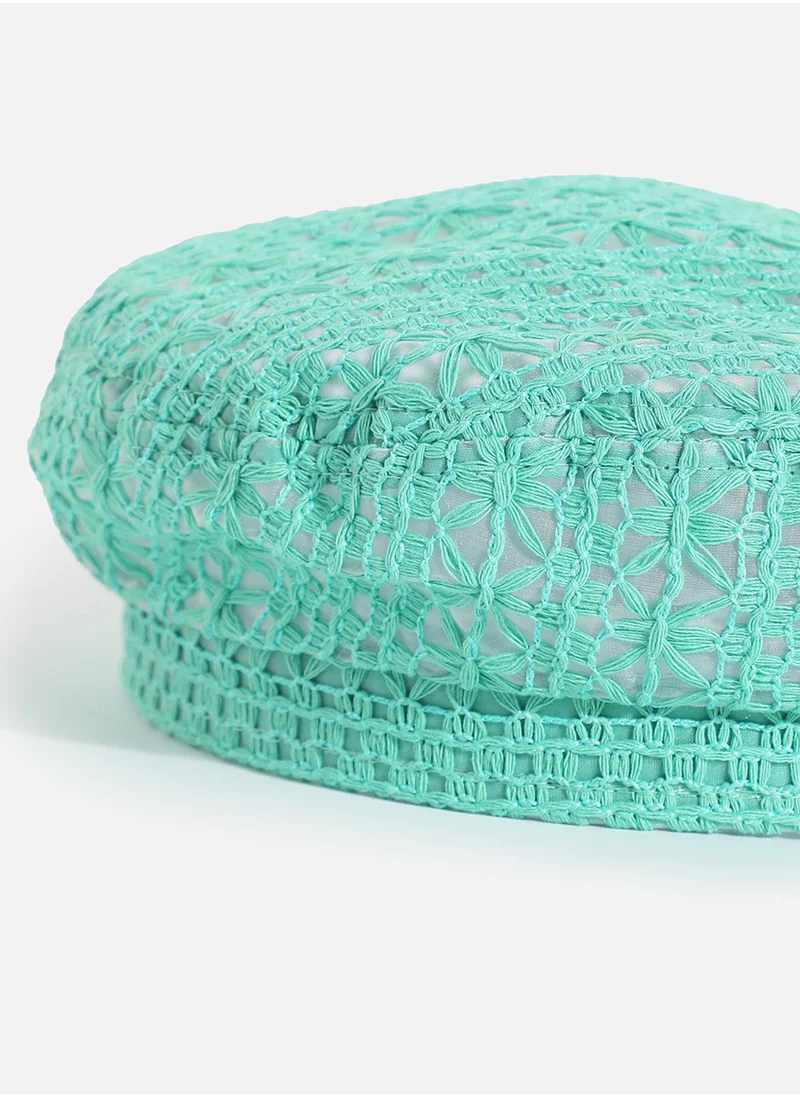 Haute Sauce Mint Green Textured Beret Hat