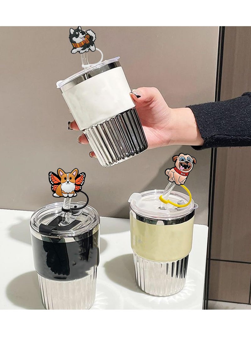 SYOSI أغطية قش، 8 قطع غطاء قش لكوب ستانلي، أغطية قش سيليكون قابلة لإعادة الاستخدام، ملحقات أكواب ستانلي (0.4 بوصة، كلب) - Image 5