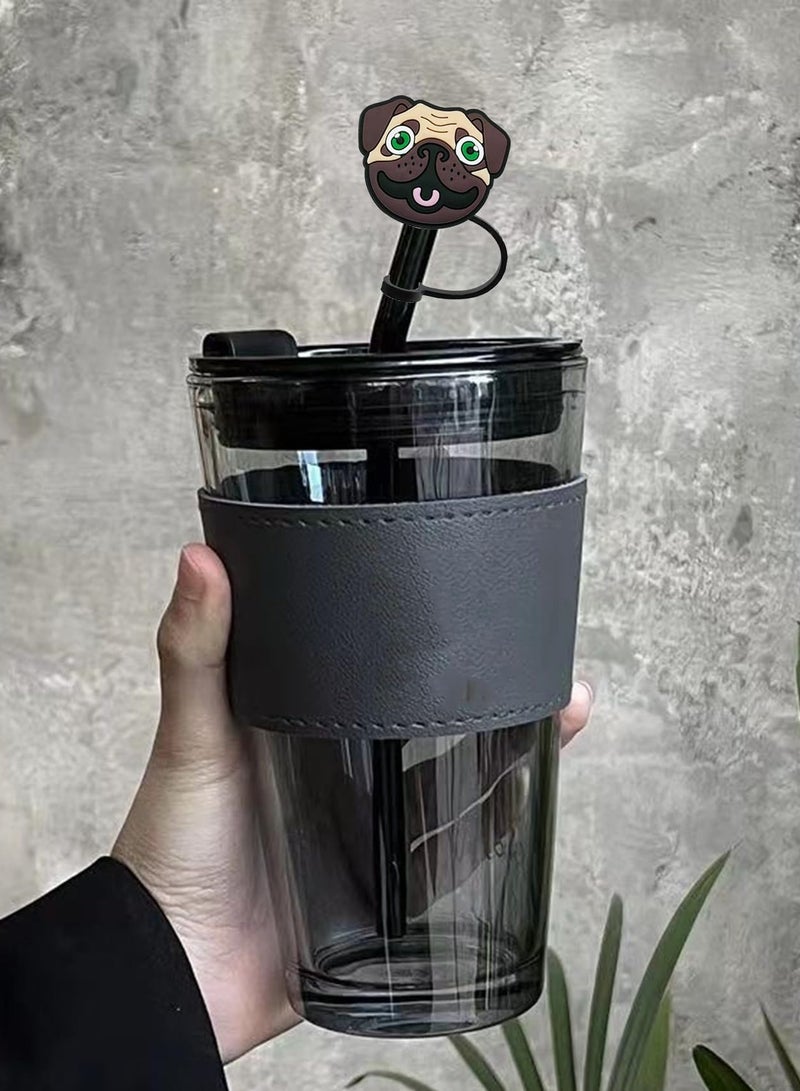 SYOSI أغطية قش، 8 قطع غطاء قش لكوب ستانلي، أغطية قش سيليكون قابلة لإعادة الاستخدام، ملحقات أكواب ستانلي (0.4 بوصة، كلب) - Image 4