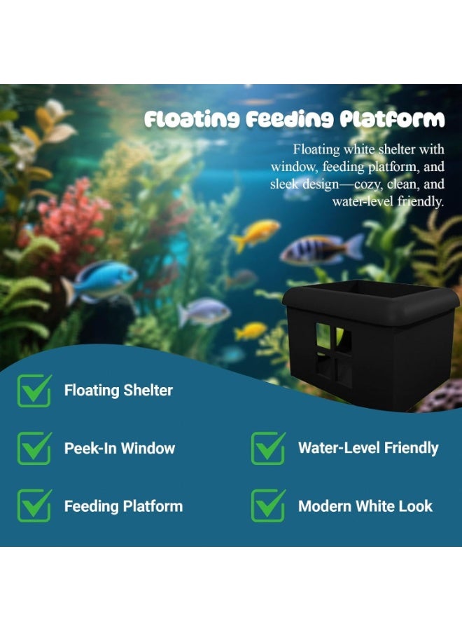 SYOSI Floating Betta Fish Hideout, 3D Aquarium Breeding Box and Shelter, Resting Cave with Feeding Platform for Betta Tanks, Small Fish Aquarium Decor with Viewing Window (3.67 x 2.87 x 2.16 Inch) - Image 2