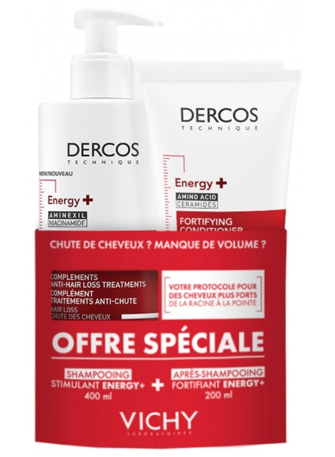 Dercos (Anti Dandruff DS) Dercos Energy+ Stimulating Shampoo 400 ml + Fortifying Conditioner 200 ml