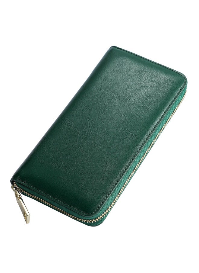 Mark Fairwhale Oil Wax Cowhide Leather Long Zipper Wallet 