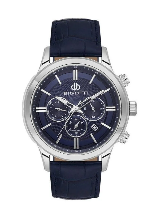 BIGOTTI Bigotti - Quotidiano Men Watch | Genuine LeatherBrass Case | Analog | Round Dial | Mineral Glass | Japanese Quartz | Water Resistant 50 Meters