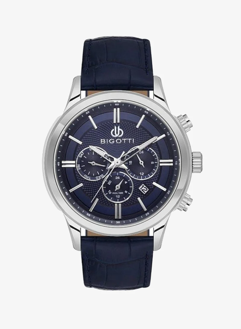BIGOTTI Bigotti - Quotidiano Men Watch | Genuine LeatherBrass Case | Analog | Round Dial | Mineral Glass | Japanese Quartz | Water Resistant 50 Meters