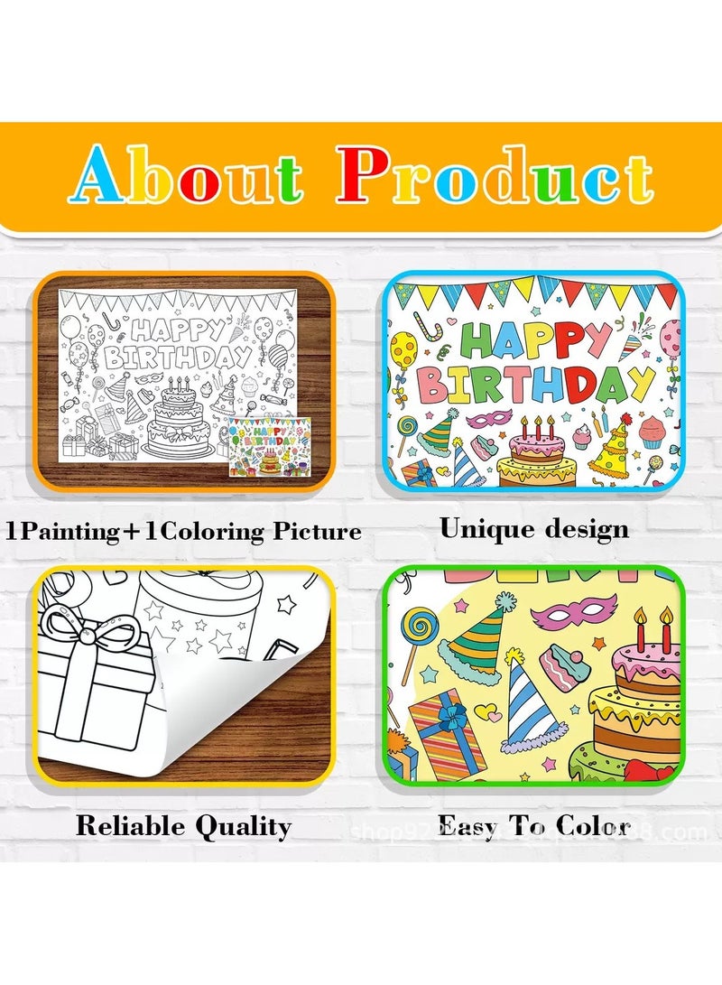 Birthday Coloring Poster for Kids Giant Coloring Poster Birthday Coloring Tablecloth Jumbo Birthday Coloring Poster for Classroom Birthday Party Favors Boys Girls Birthday Party Poster 43.3"x31.4" - Image 4
