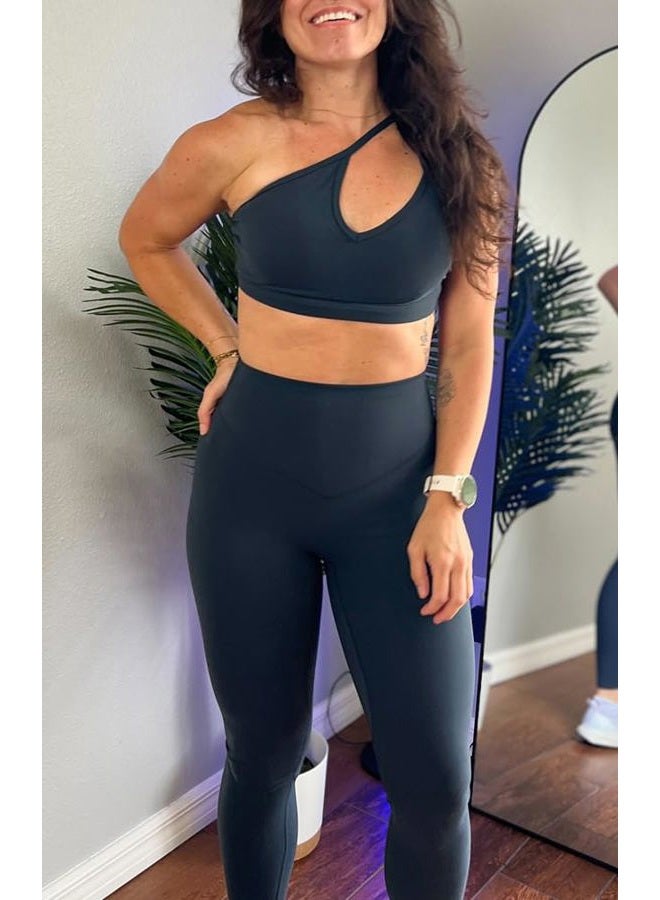 Aoxjox High Waisted Workout Breeze Leggings for Women Tummy Control Buttery Soft Yoga Pants, Blueberry, S - Image 2