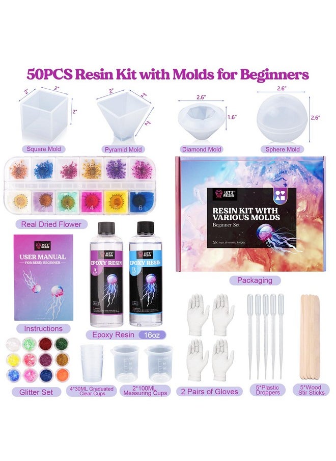 LET'S RESIN - LET'S RESIN 16OZ Resin Molds Silicone Kit Complete Set Bundle with Sphere, Pyramid Molds, Resin Epoxy Starter Kit for Beginner Resin Casting - Image 1
