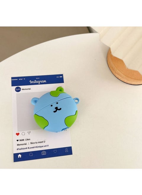 Earth Self-Mocking Bear Applicable Airpods Pr2o For Apple Wireless Bluetooth 1/2/3/4 Generation Earphone Cover Protective Case-Color:Earth Self-deprecating Bear-Applicable Models:Airpods Pro/pro2