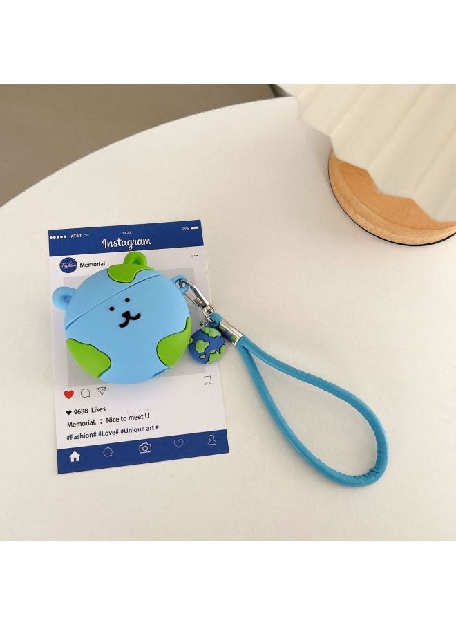 Earth Self-Mocking Bear Applicable Airpods Pr2o For Apple Wireless Bluetooth 1/2/3/4 Generation Earphone Cover Protective Case-Color:Earth Self-deprecating Bear-Applicable Models:Airpods Pro/pro2
