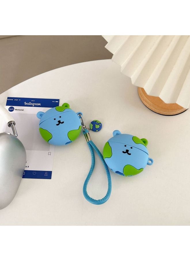 Earth Self-Mocking Bear Applicable Airpods Pr2o For Apple Wireless Bluetooth 1/2/3/4 Generation Earphone Cover Protective Case-Color:Earth Self-deprecating Bear-Applicable Models:Airpods Pro/pro2