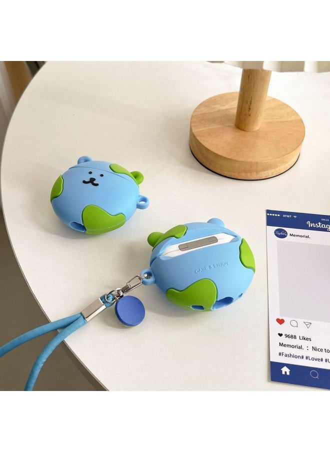Earth Self-Mocking Bear Applicable Airpods Pr2o For Apple Wireless Bluetooth 1/2/3/4 Generation Earphone Cover Protective Case-Color:Earth Self-deprecating Bear-Applicable Models:Airpods Pro/pro2