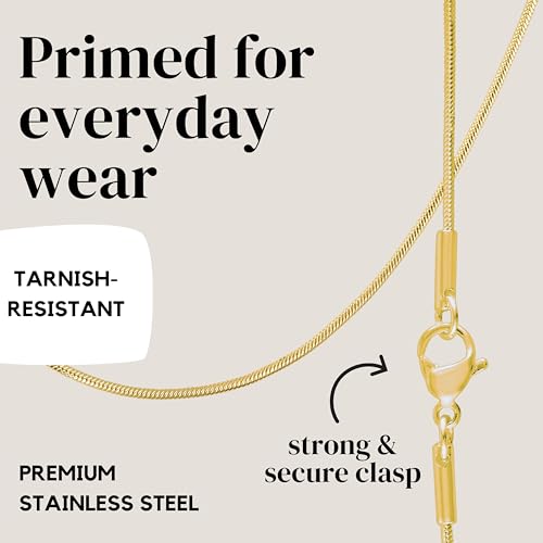 KISPER 24k Gold Snake Chain Necklace – Thin, Dainty, Gold Plated Stainless Steel Jewelry for Women & Men with Lobster Clasp, 20” - Image 4