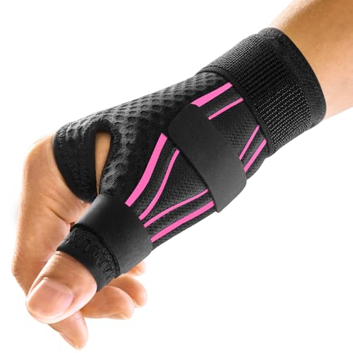 FREETOO Wrist and Thumb Brace Support Right Hand Left Hand for Arthritis Pain and Support, Thumb Spica Splint for Trigger Thumb, Finger Splint for Tendonitis, Sprain. Fits Palm 8.5''-10'' L/XL Pink - Image 1