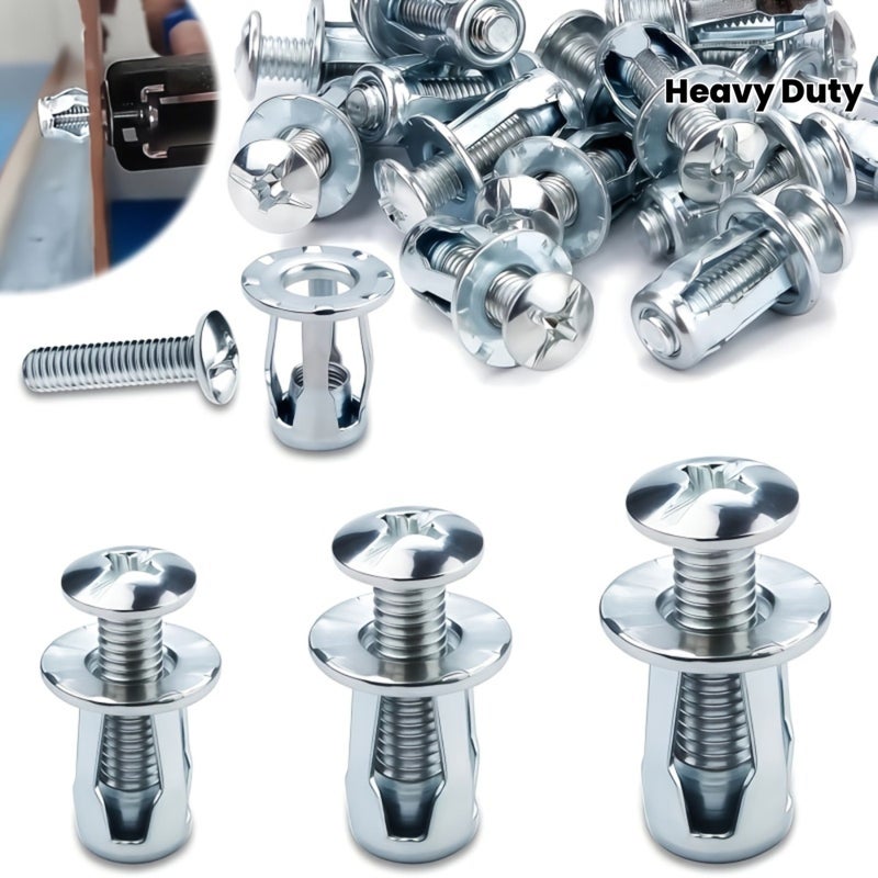 M4x25 Heavy Duty Iron Anchor Bolts 18 Pack Curtain Expansion Clips Rivet Nuts Lock Nuts - Image 1
