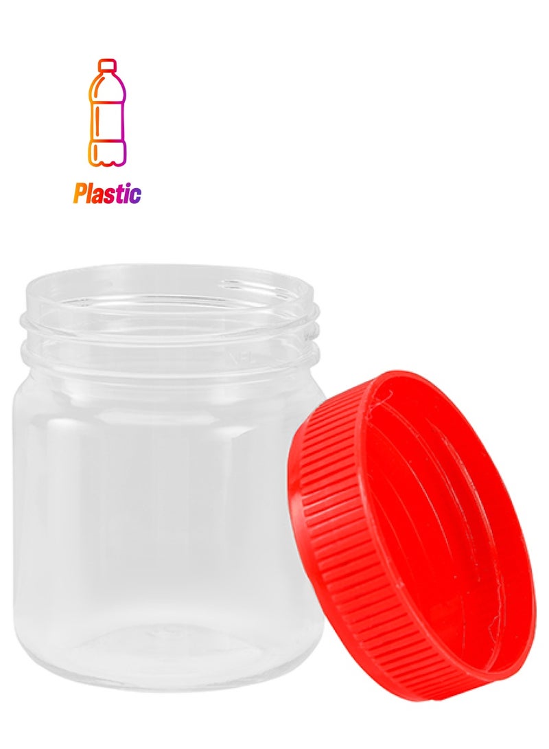Royalford 100 ML Round Airtight PET Jar- RF11222 Set of 6 Storage Containers Transparent Jar for Pulses Cereals and Spices Assorted Colors 100ml - Image 1