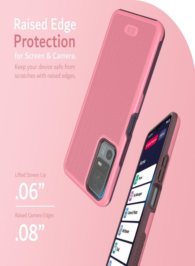 TUDIA MergeGrip for Jitterbug Smart 4 Case T608G, [Military Grade Drop Tested] Shockproof Protection Slim Rugged Dual Layer Heavy Duty Phone Cases for Senior - Smokey Pink - Image 5