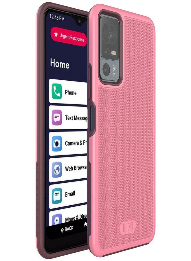 TUDIA MergeGrip for Jitterbug Smart 4 Case T608G, [Military Grade Drop Tested] Shockproof Protection Slim Rugged Dual Layer Heavy Duty Phone Cases for Senior - Smokey Pink - Image 1