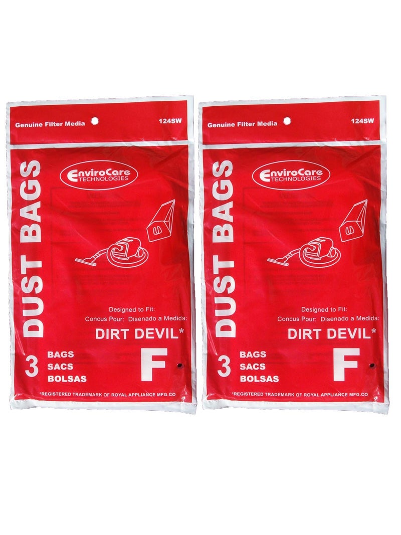 EnviroCare Replacement Vacuum Cleaner Dust Bags Made to fit Royal Dirt Devil Type F CanVac and Power Pak Canister Models 6 Pack
