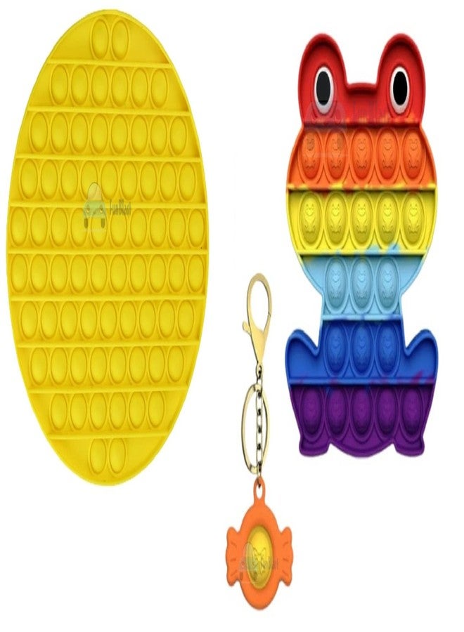 FunBlast Pop it Set , Pop Bubble Fidget Toys, Popit Keychain, Jumbo Toys Set - Pack of 3 Real Silicone Fidget PopIt, Keychain Toy for Kid, Bubble Toys for Kids - Image 1