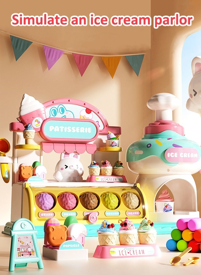 Simulated ice cream parlor toys Situational simulation toys Simulate making an ice cream toy Light clay toys Toys for girls Comes with 24 sticks of plasticine  - Image 1