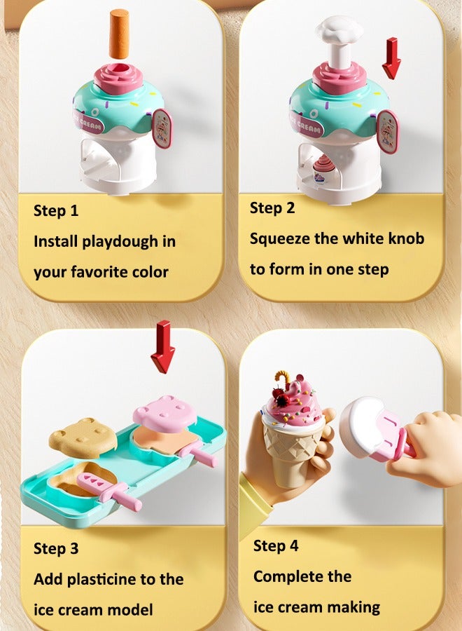 Simulated ice cream parlor toys Situational simulation toys Simulate making an ice cream toy Light clay toys Toys for girls Comes with 24 sticks of plasticine  - Image 4