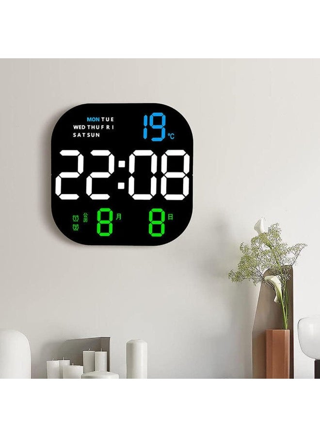 كروني 6633 ساعة إلكترونية متعددة الوظائف شاشة كبيرة مربعة LED ساعة حائط تحكم عن بعد منبه رقمي - Image 3