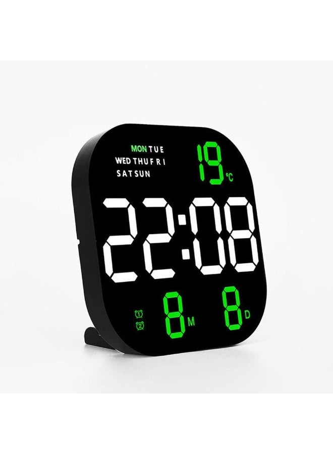 كروني 6633 ساعة إلكترونية متعددة الوظائف شاشة كبيرة مربعة LED ساعة حائط تحكم عن بعد منبه رقمي - Image 2