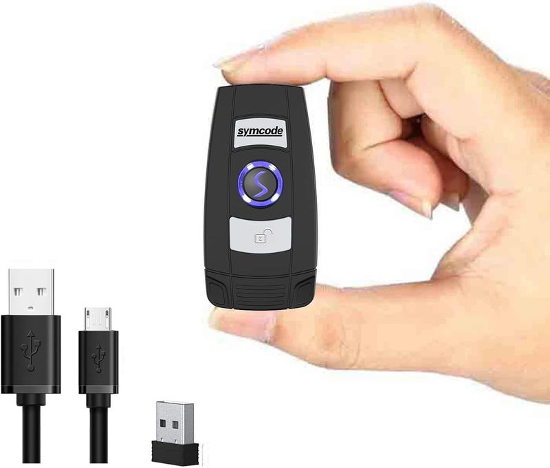 سيمكود ماسح ضوئي محمول صغير ثنائي الأبعاد بلوتوث لاسلكي 2.4G وسلكي USB ثلاثي الاستخدامات، ماسح ضوئي للرموز الشريطية USB محمول لقراءة رموز QR لأنظمة Windows وAndroid وiOS وMAC - Image 1