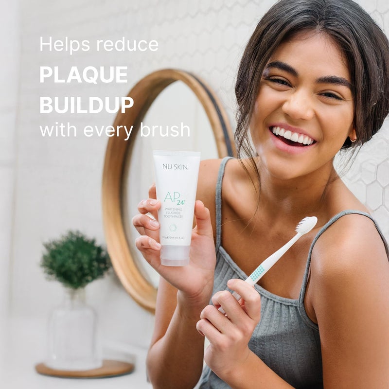 Nu Skin AP 24 Whitening Fluoride Toothpaste | AP 24 Blend | Vanilla Mint Flavor | Brightens Teeth | Removes Surface Stains | Prevents Dental Cavities & Plaque | Enamel-Safe | 4 oz | 1 Pack - Image 4