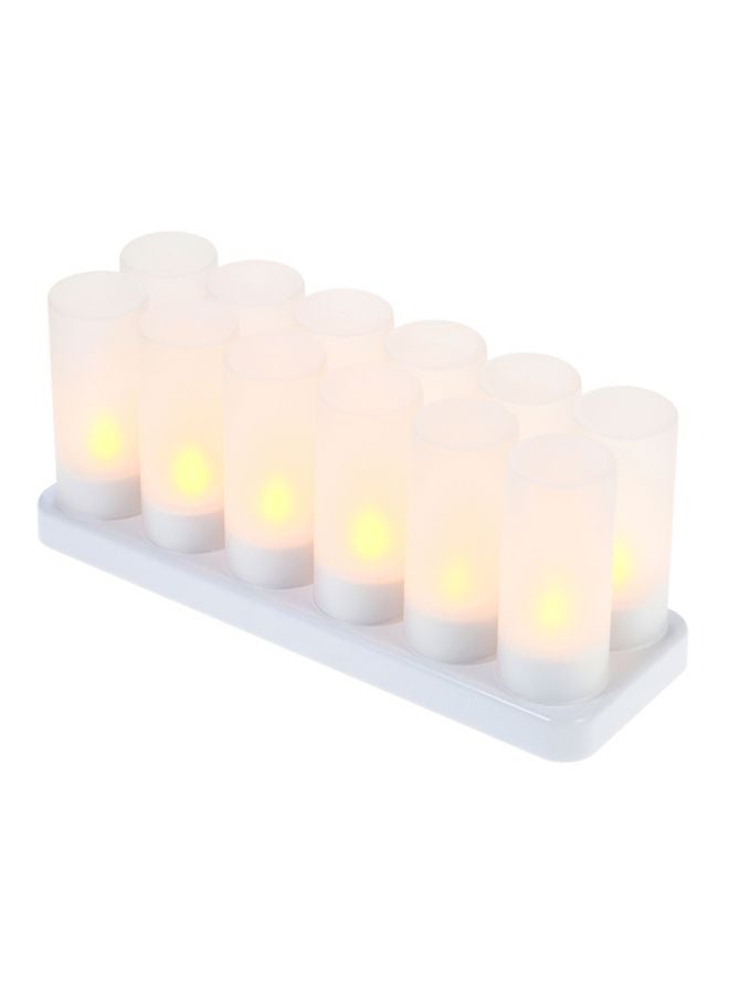 NIBEMINENT 12-Piece LED Rechargeable Candle Lights White 20centimeter - Image 1