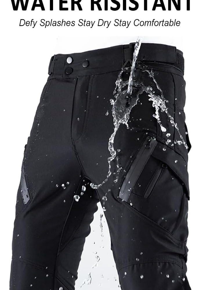 CTBQiTom Motorcycle Pants - Water Resistant, Breathable, CE Armored Riding Pants for Motocross and Dirt Bike - Black, XL - Image 4