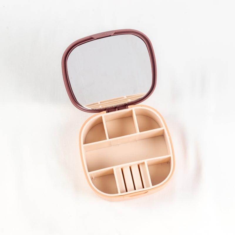 Portable Jewellery Organizer with a Mirror - Pink Maron - Image 1