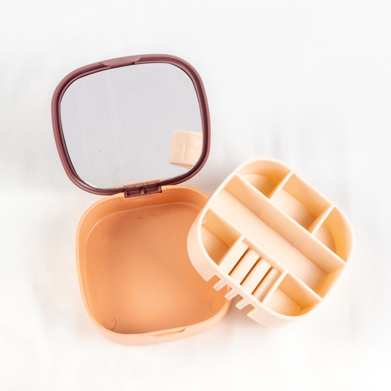 Portable Jewellery Organizer with a Mirror - Pink Maron - Image 3