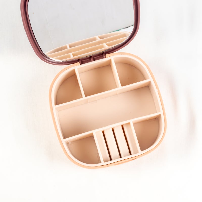 Portable Jewellery Organizer with a Mirror - Pink Maron - Image 2