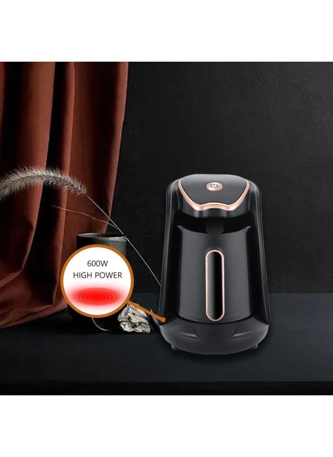 Turkish Coffee Maker, 600W, 300ml Electric Coffee Pot, 4 cups of coffee, one button operation, easy to clean, Black