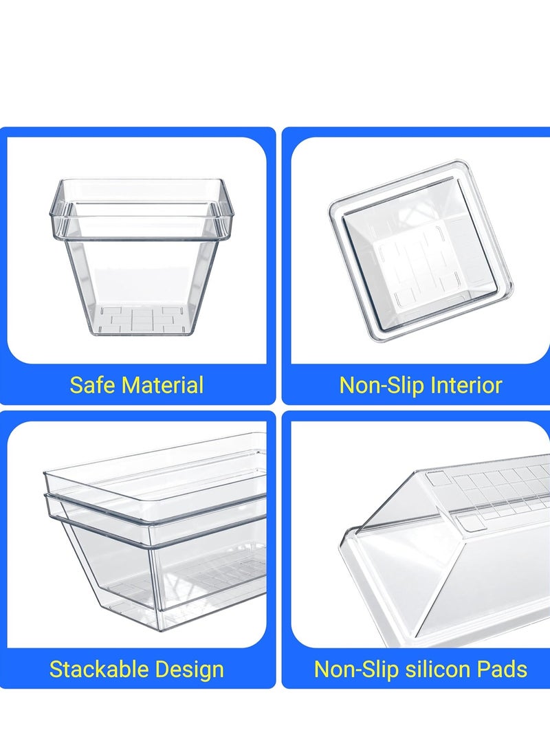 Arabest 25 Pack Clear Plastic Drawer Organizer Set,4 Size Small Storage Containers for Organizing Jewelry,Utensil,Junk,Tea,Makeup,Shallow Drawer Organizers Tray Suitable for Office,Desk,Bathroom,Vanity,Kitchen  - Image 3