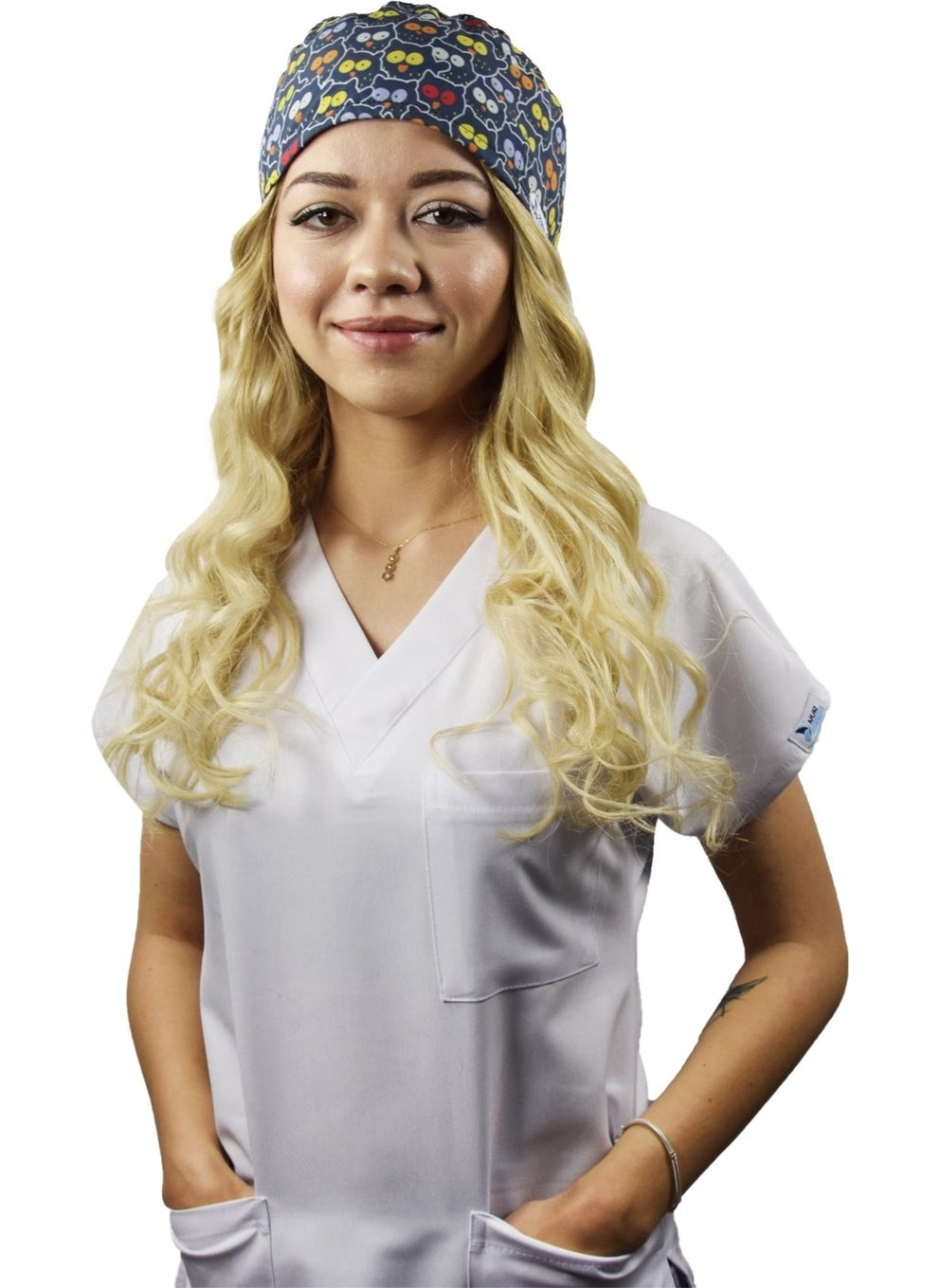 Nur Medikal Giyim - Nur Medical Clothing Cat Eye Patterned Surgical Bonnet B105 - Image 1