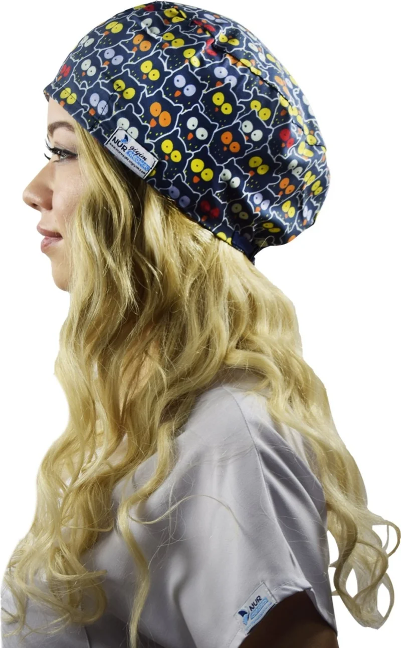 Nur Medikal Giyim Nur Medical Clothing Cat Eye Patterned Surgical Bonnet B105