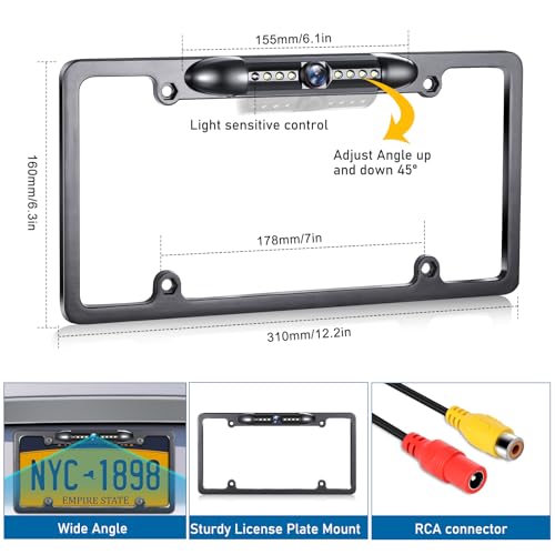 GLK Backup Camera, AHD 1080P License Plate Camera, Night Vision Rear View Reverse Camera with 7 LEDs, Wide Angle IP69K Waterproof Rear Camera for 12-24V Car Vehicle SUV RV - Image 5