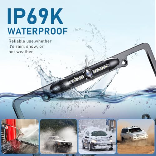 GLK Backup Camera, AHD 1080P License Plate Camera, Night Vision Rear View Reverse Camera with 7 LEDs, Wide Angle IP69K Waterproof Rear Camera for 12-24V Car Vehicle SUV RV - Image 4