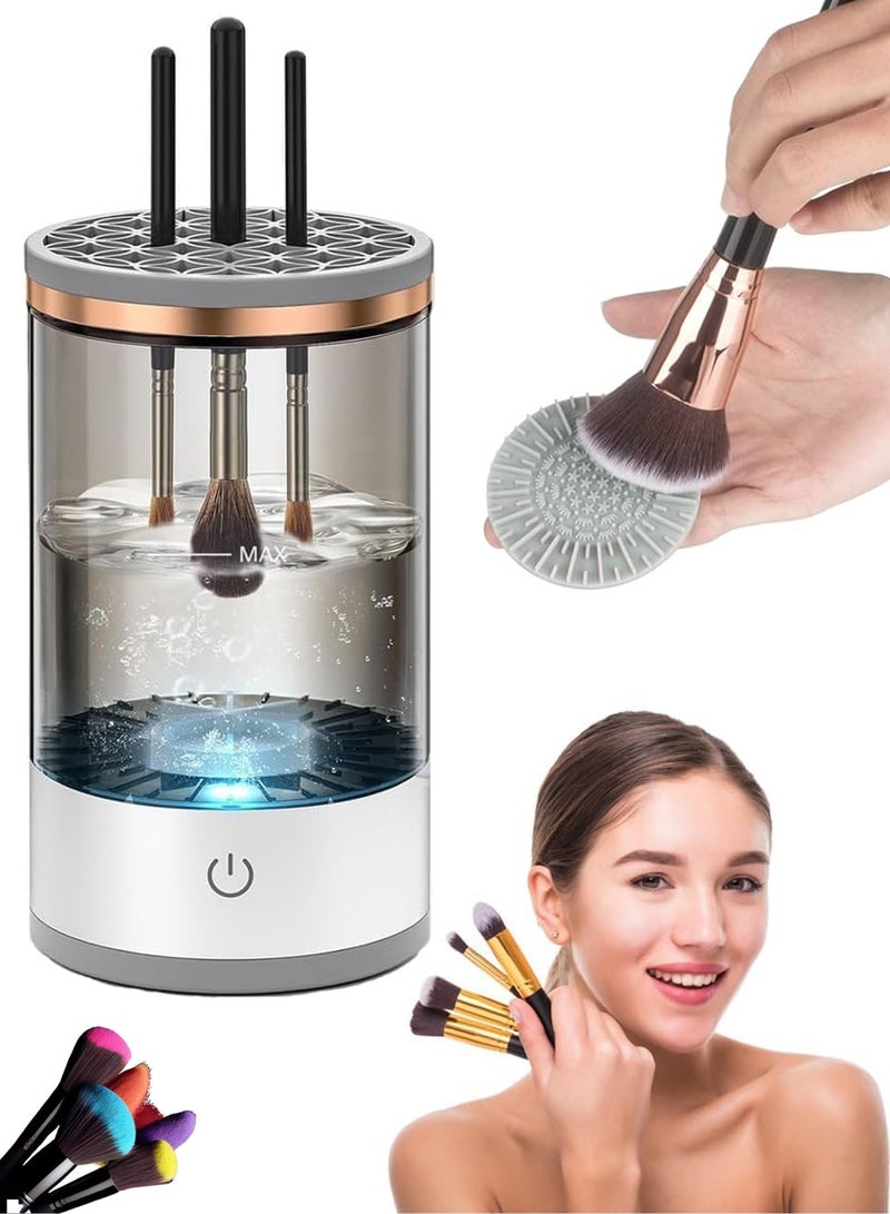 منظف ​​فرش المكياج الكهربائي، آلة تنظيف فرش المكياج مع حصيرة تنظيف الفرش، منظف فرش التجميل الأوتوماتيكي، أدوات فرش المكياج لجميع أحجام مجموعة فرش مكياج التجميل، هدية للنساء والزوجة والصديقات - Image 1