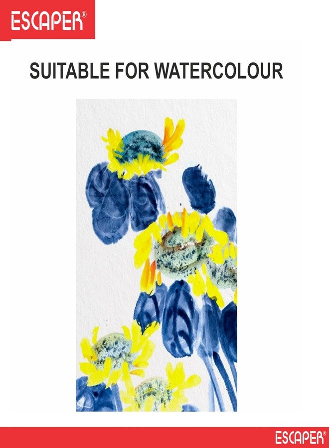 ESCAPER ورق ألوان مائية ESCAPER 300 جرام/متر مربع، مصنوع يدويًا بتقنية الضغط البارد، مناسب للفنانين، مقاسات A3 و A4، خالٍ من الأحماض، سطح محكم للرسم والتلوين وفنون الأطفال والحرف اليدوية والوسائط المتعددة (عبوة من 5 قطع A3) - Image 4