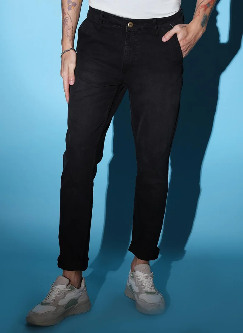 Men Slim Fit Solid Mid-Rise Jeans