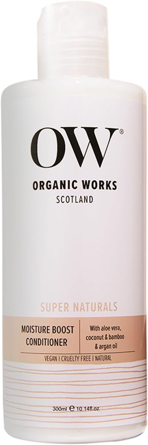 Organic Works Moisture Boost ConditionerArgan Oil Conditioner for Dry Damaged HairHydratesMaintain scalp barrierRepair Strengthen HairReduce drynessNourishes ProtectsCrueltyFree 300ml