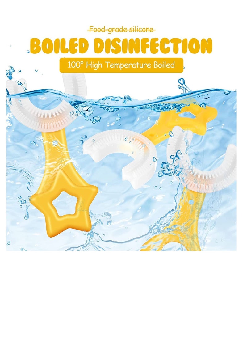 Excefore فرشاة أسنان للأطفال، تصميم رأس فرشاة ناعمة على شكل حرف U، 4 قطع تصميم 360 درجة أداة تنظيف الأسنان عن طريق الفم للأطفال، مادة آمنة، كثيفة وناعمة، سهلة الإمساك، تجعل الطفل يقع في حب تنظيف الأسنان بالفرشاة - Image 5