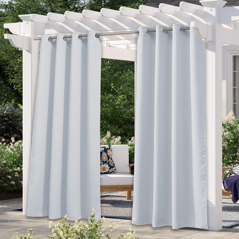 NICETOWN NICETOWN Exterior Winter White Outdoor Curtain for Patio Waterproof Thermal Insulated Stainless Steel Grommet Durable Outside Vertical Drape for Yard PartyPicnic 1 Panel W52 x L95 