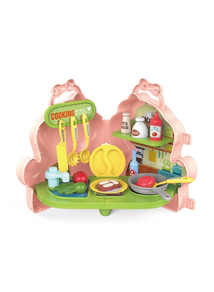 27-Piece Unicorn-Themed Kids Cooking Playset, Pretend Kitchen and Dining Set for Children, Realistic Food and Utensils - Image 1