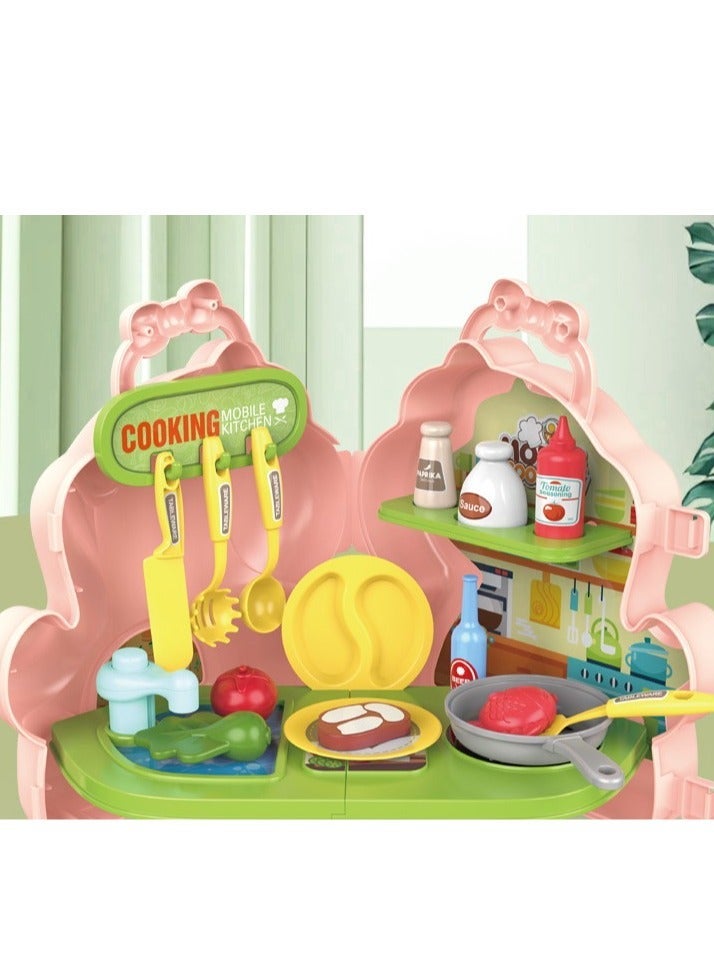 27-Piece Unicorn-Themed Kids Cooking Playset, Pretend Kitchen and Dining Set for Children, Realistic Food and Utensils - Image 5